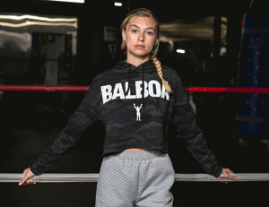 BALBOA Camo Cropped Pullover Hoodie