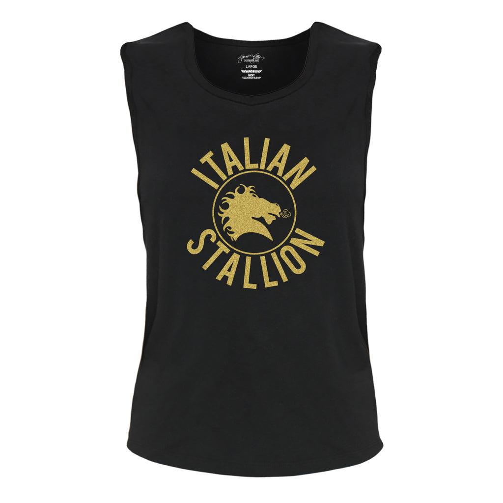 Italian Stallion Metallic Gold Muscle Flowy Tank