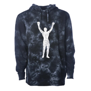 Rocky Statue Grunge Black Tie-Dye Pullover Hoodie