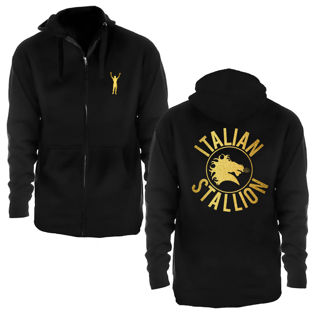 Italian Stallion Metallic Gold Zip Up Hoodie