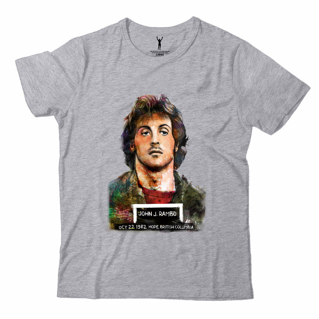 John Rambo Mugshot John Rivoli Art Gray Tee