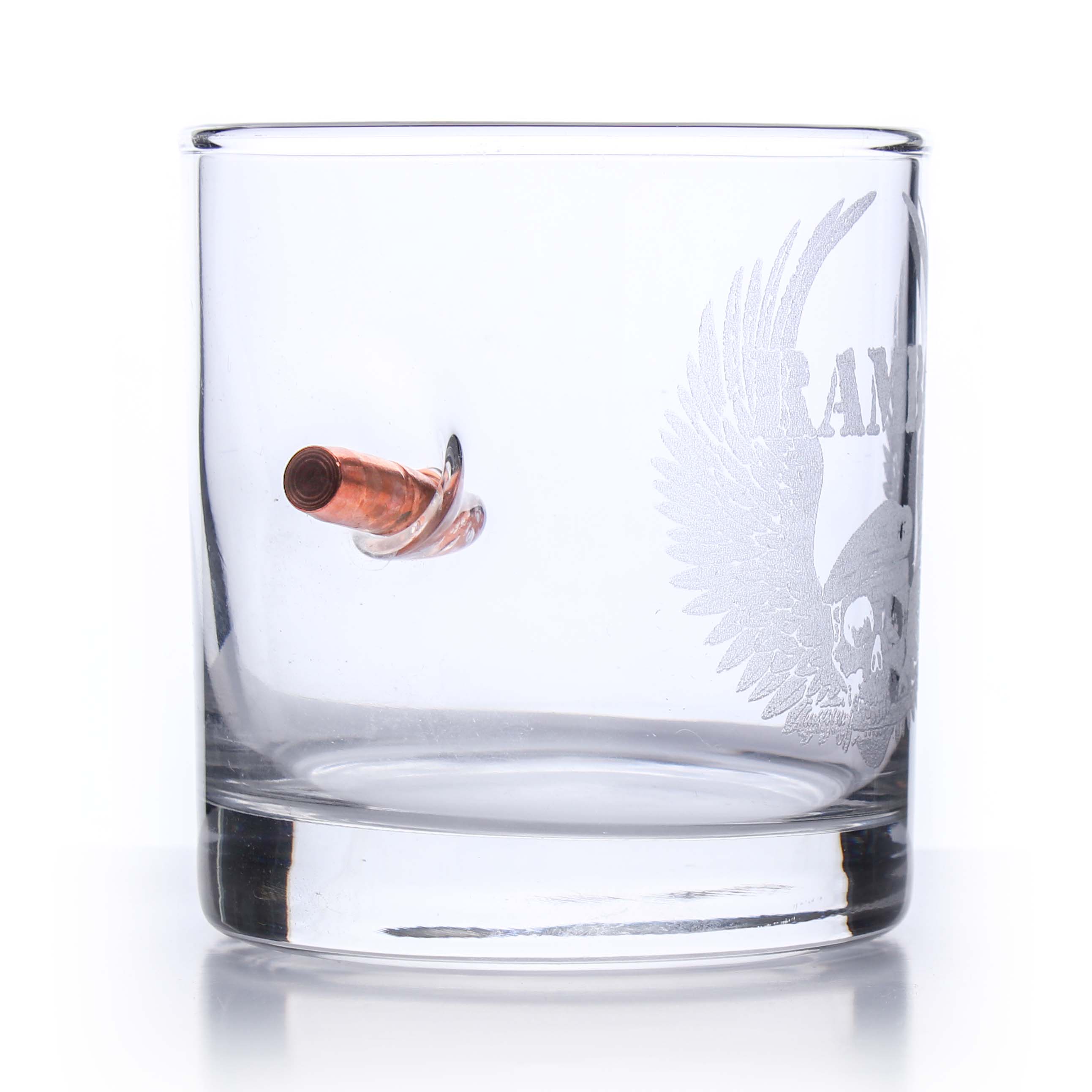 Rambo Bullet Etched Rocks Glass