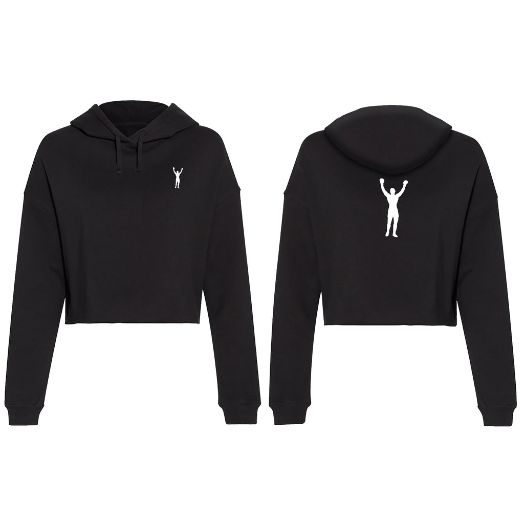 Rocky Statue Women's Black Cropped Hoodie