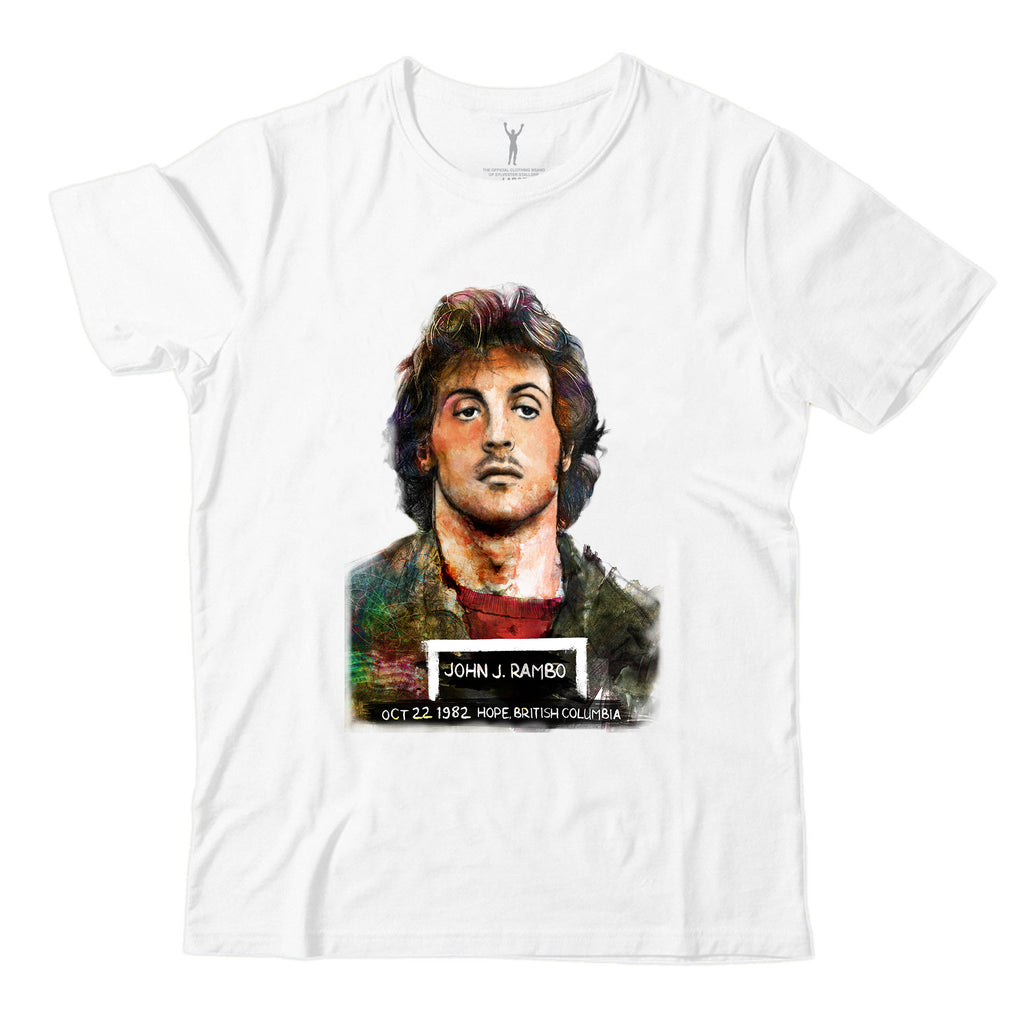 John Rambo Mugshot John Rivoli Art White Tee