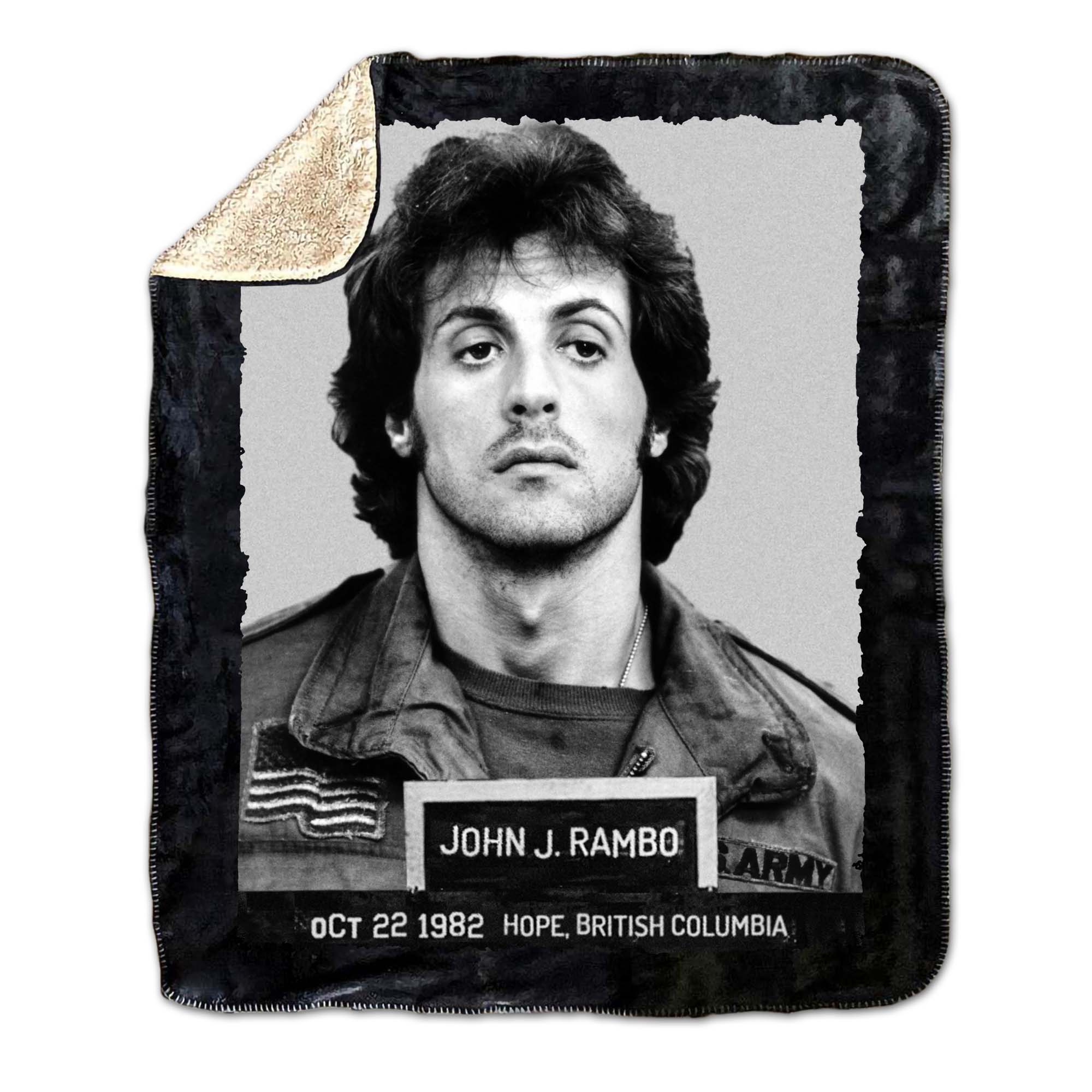 John Rambo Mugshot  Fleece Sherpa Blanket