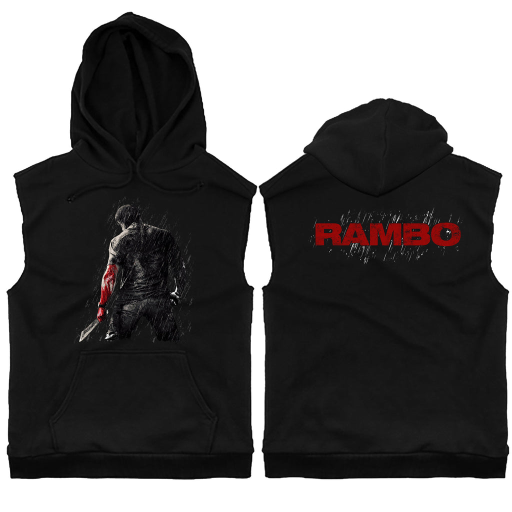 Rambo Machete Rain Sleeveless Hoodie