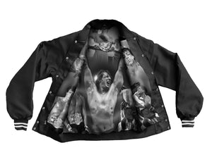 Black matte satin blouson jacket