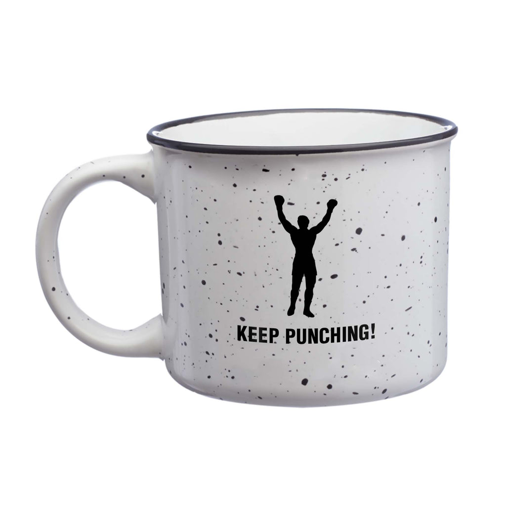 KEEP PUNCHING! White Ceramic Coffee Mug